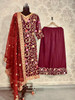 New Designer Kurtis Palazzo With Duptta-Maroon XL,XXL