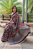 Cotton Mulmul Handblock Print Maroon Saree with Blouse