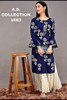 New Designer work Top Palazzo Hot and Latest Rayon Kurti With Palazzo-Blue (Size-L) 