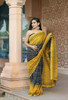 Cotton Mulmul Handblock Print Dark Yellow Saree with Blouse