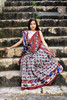 Cotton Mulmul Handblock Print White and Red Saree with Blouse