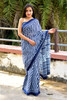 Cotton Mulmul Handblock Print Blue Saree with Blouse