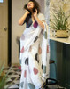 Mulmul Linen cotton Saree with Banglori Satin Blouse -(BLACK)