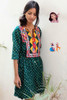 Cotton Printed Neckline with One Side Dory Western Style Kurti-Green