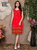 Indian Stylists Sleeves Rayon Print Orange Kurti (Size-M)