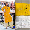 New 2021 Hot and Latest Fancy Kurti With gold print Palazzo Pair-Dark Yellow(Size-XL) 