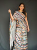 Amazing Soft Silk Digital Printed Multicolor Striped Saree