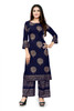 New 2021 Amazing Rayon Kurti With Palazzo- Blue (Size-M)