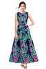  New 2021 Designer Printed Western Maxi Gown-Blue (Size-M)