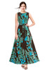 New 2021 Designer Printed Western Maxi Gown-Brown (Size-S)