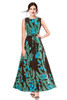 New 2021 Designer Printed Western Maxi Gown-Brown (Size-XL)