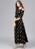 New 2021 Designer Party Wear Digital Printed Crap Silk Black Gown (Size-XL)