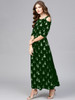 New 2021 Designer Party Wear Digital Printed Crap Silk Green Gown (Size-M)