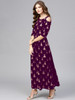 New 2021 Designer Party Wear Digital Printed Crap Silk Purple Gown (Size-XL)