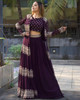 New 2021 Georgette With Heavy Embroidery Work With Full Sleev Choli- Purple