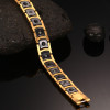 Vinterly Mens Bracelet Health Black Ceramic Bio Magnetic Germanium Bracelets Men Hand Chain Link Gold Color Stainless Jewelry