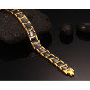 Vinterly Mens Bracelet Health Black Ceramic Bio Magnetic Germanium Bracelets Men Hand Chain Link Gold Color Stainless Jewelry