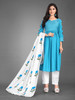 New 2021 Heavy Cotton fully stitched Sky Blue Kurti with Dupatta and Pant (Size-XL)