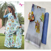 New 2021 Presenting Pure Lilan Flower Printed Beautiful Saree-Sky Blue