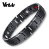 Vinterly Brand Design Fashion Health Energy Bracelet Bangle Men Black Jewelry Stainless Steel Bio Magnetic Bracelet For Man