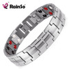  Rainso Fashion Jewelry Healing FIR Magnetic Titanium Bio Energy Bracelet For Men Blood Pressure Accessory Silver Bracelets