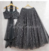 Presenting The Stunning Lehenga in Charcoal Grey with Intricate Floral Thread Work and Sequence Embroidery Work