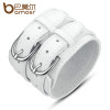 BAMOER Fashion Double Belt Leather Wrist Friendship Big Wide Bracelet for Men Buckle Vintage Punk Jewelry PI0268