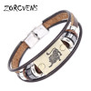 ZORCVENS 2017 New Fashion 12 Constellation Signs Bracelets Bangles Stainless Steel Leather Bracelet for Men