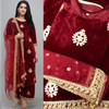 New 2021 Design Heavy Gotta patti Work On Velvet And Velvet Palazzo With Sequence Work Dupatta-Red-Suit Size-42