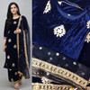  New 2021 Design Heavy Gotta patti Work On Velvet And Velvet Palazzo With Sequence Work Dupatta-Blue-Suit Size-42 