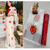 New 2021 Beautiful Designer Pure Lilian Slab Cotton Saree- White (Red Flower)