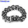 TrustyLan Men Bracelet Stainless Steel Skull Links Chain Bracelet Men's Bracelets