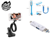 360 Rotating Flexible Phone Holder + 3 in 1 Smart OTG + USB LED Light Lamp Combo