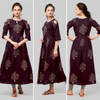 New 2021 Presenting Beautiful Rayon Foil Printed Cotton Gown-Dark Maroon-Size-L