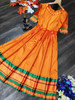 New 2021 Presenting Soft tape ta silk Fabric With gota satin print With inner Long Gown-Orange-Size-XL