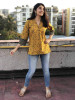 New 2021 Presenting Beautiful Western Top Wooden button, & beautiful sleeve-Top-Yellow-Size-M