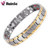 Rainso Men Jewelry Bio Energy Gold color Magnetic Health Bracelet Men Bracelets &amp; Bangles Stainless Steel Bracelets For Women