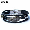 2017 Fashion Leather Wing Eagle Bracelet Sets for Man Male Charm Anchor Bracelets &amp; Bangles Men Friend Gift Party PUNK Jewelry