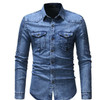 Mens Washed Jeans Shirt Fashion Mens Loose Tees Casual Designer Male Long Sleeve Tops