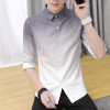 Handsome Long Sleeve Men Tops Gradient Lapel Neck Mens Shirts Spring Autumn Youth Slim Casual Clothing
