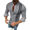 Fashion Clothing Striped Stand Neck Mens Shirts Solid Color Button Long Sleeve Men Tops Spring Casual
