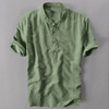 Men's Shirts Men Cato Linen Fashion Casual Effen Color Vintage Man V-ne Trui Short Mouw Tops Soft Tea Shirt Chemistry
