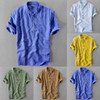 Men's Shirts Men Cato Linen Fashion Casual Effen Color Vintage Man V-ne Trui Short Mouw Tops Soft Tea Shirt Chemistry
