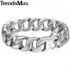 Trendsmax 14mm 316L Stainless Steel Mens Bracelet Silver Color Round Curb Cuban Chain Wholesale Jewelry HB164