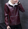 Slim Stand Collar Mens PU Leather Jackets Autumn Thick Long Sleeve Mens Outerwear Fashion Mens Faux Leather Coats