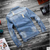 Men Spring Jean Jackets Hip Hop Ripped Designer Denim Blue Coats Long Sleeved Single Breasted Jacket Clothing 