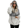  Harajuku Christmas Hoodies Sweatshirts Woman Colorblock Drawstring Hooded Sweatshirt Plus Velvet Padded Pullover Top Streetwear