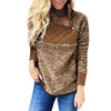 Fashion Women Flannel Patchwork Long Sleeve Pullover Autumn Winter Turtleneck Zipper decoration Sweatshirt Tops Plus Size1 