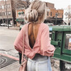 Sexy Hoodies Spring Autumn Pullover Crew Neck Sweatshirt Ladies Irregular Clothes Women Backless