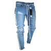  Men's Printed Washed Hole Jeans Summer Fashion Skinny Light Blue Bleached Pencil Pants Hip-hop Street Jeans 